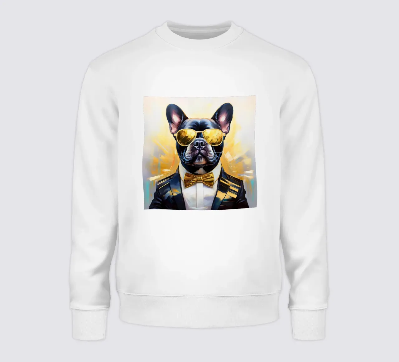 Ritratto fresco di bulldog francese con parti dorate felpa da Take Your Art BV