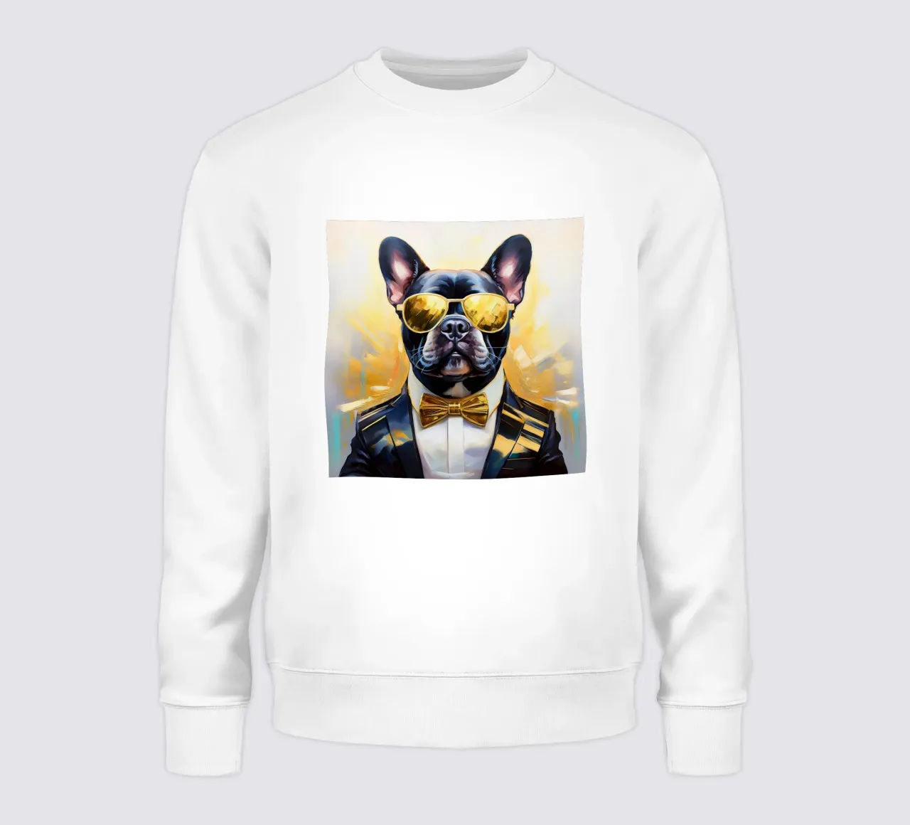 Ritratto fresco di bulldog francese con parti dorate felpa da Take Your Art BV