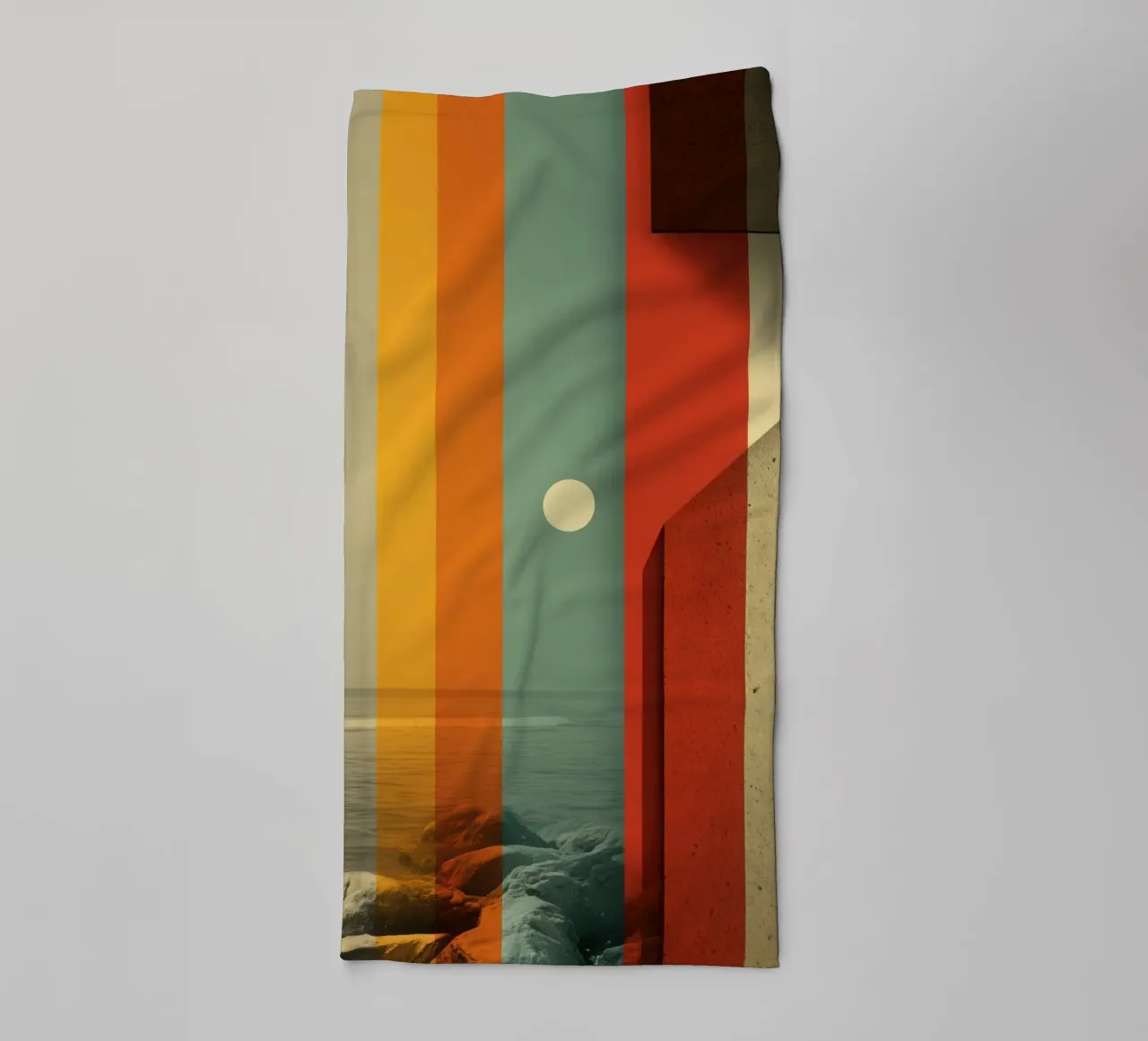 Abstract lake view | Retro architecture photo towel by Autofocus