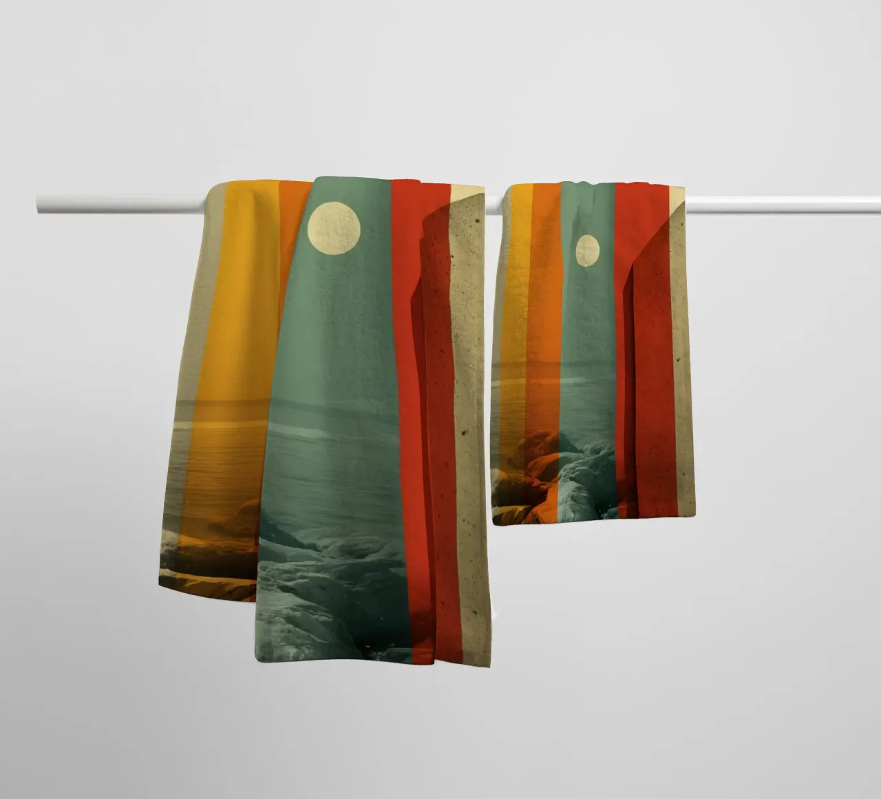 Abstract lake view | Retro architecture photo towel by Autofocus