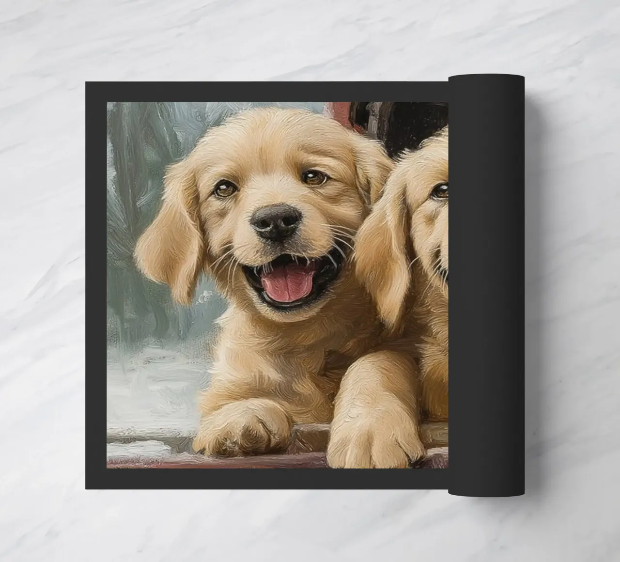 Gioia d'inverno - Due cuccioli di Golden Retriever zerbino da Christmas Vibes 2025
