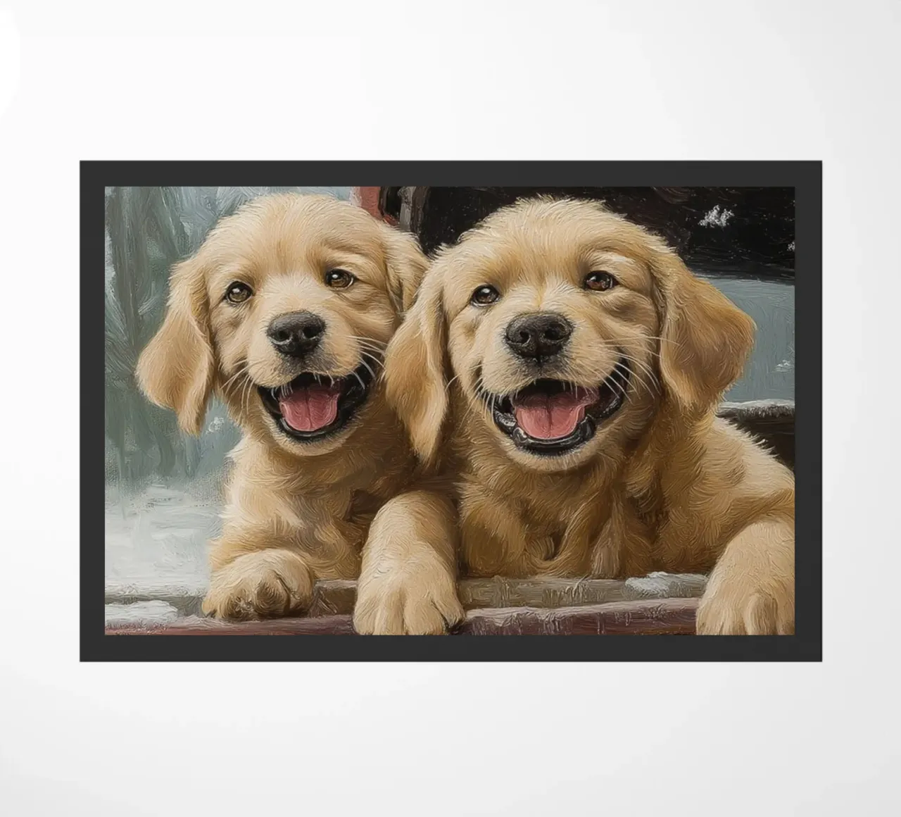 Gioia d'inverno - Due cuccioli di Golden Retriever zerbino da Christmas Vibes 2025