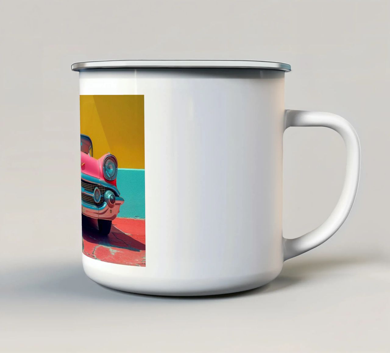 Pinky Car tazza in smalto da Pink California | Affiches & Posters
