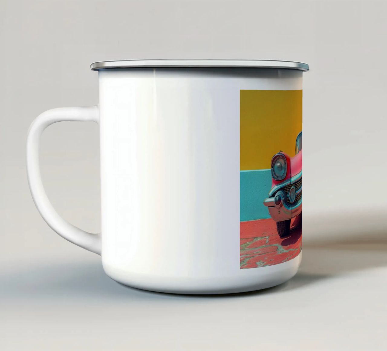 Pinky Car tazza in smalto da Pink California | Affiches & Posters