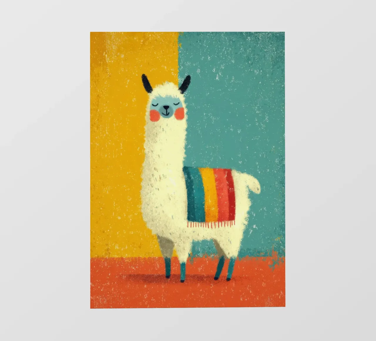 Un lama sorridente con sciarpa a righe colorate telo in pvc da Atelier Ballon
