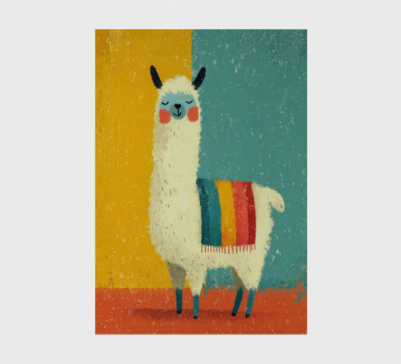 Un lama sorridente con sciarpa a righe colorate diario da Atelier Ballon