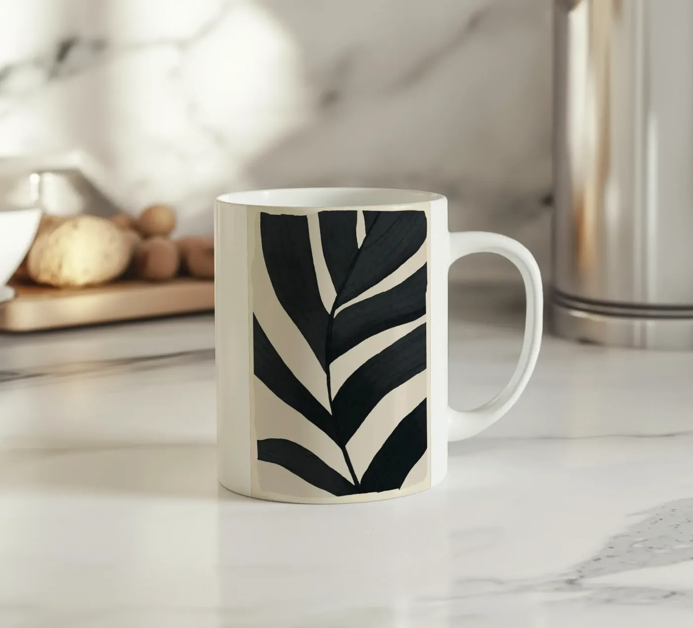 Forma astratta minimale della foglia tazza in ceramica da M.A.Z.U.N.