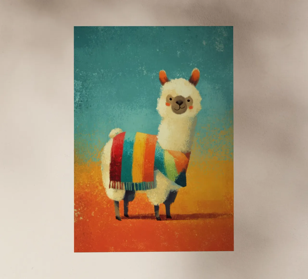 Allegro lama con sciarpa a righe colorate pellicola backlit da Atelier Ballon