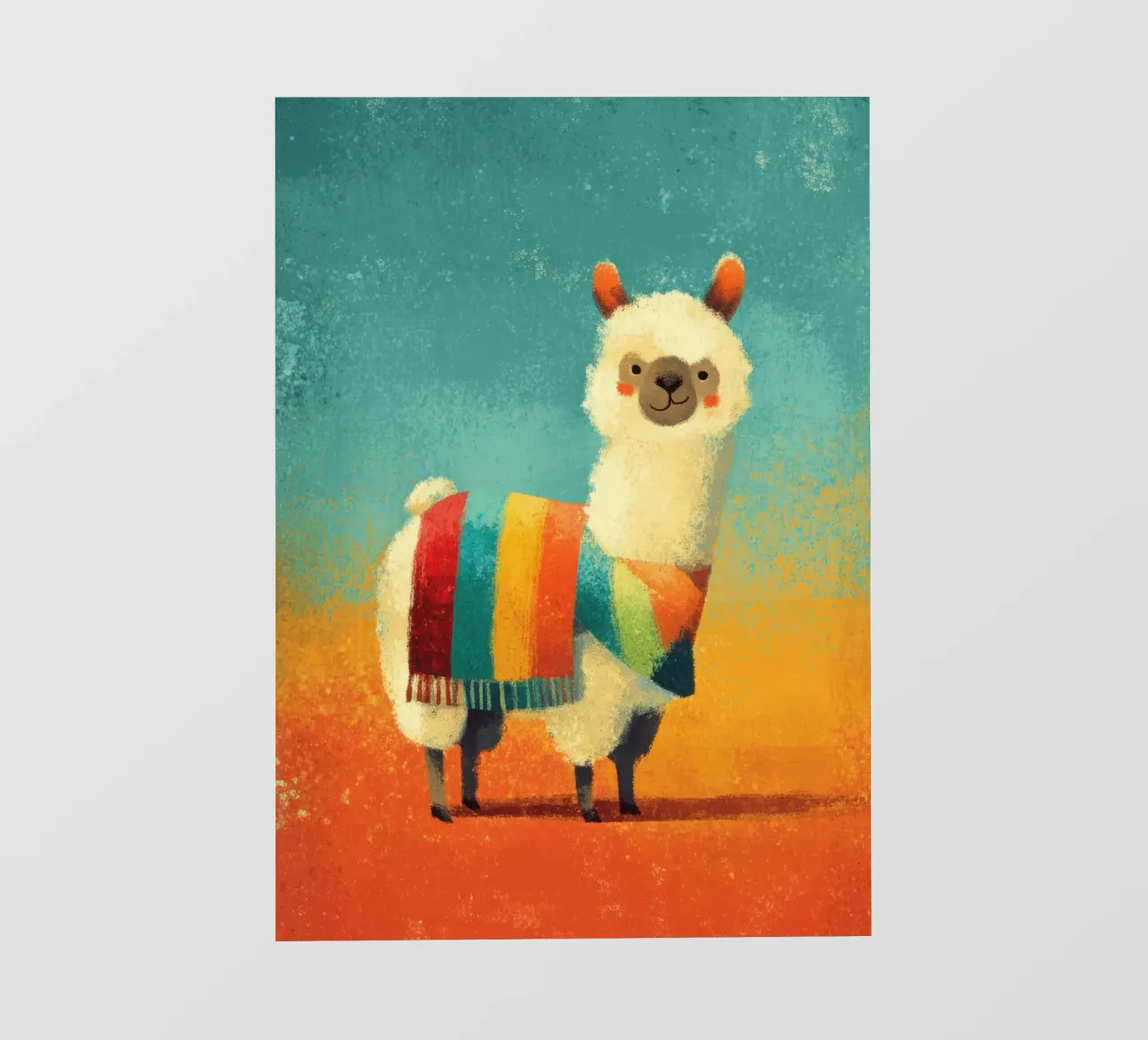 Cheerful llama with colourful striped scarf pvc cover by Atelier Ballon