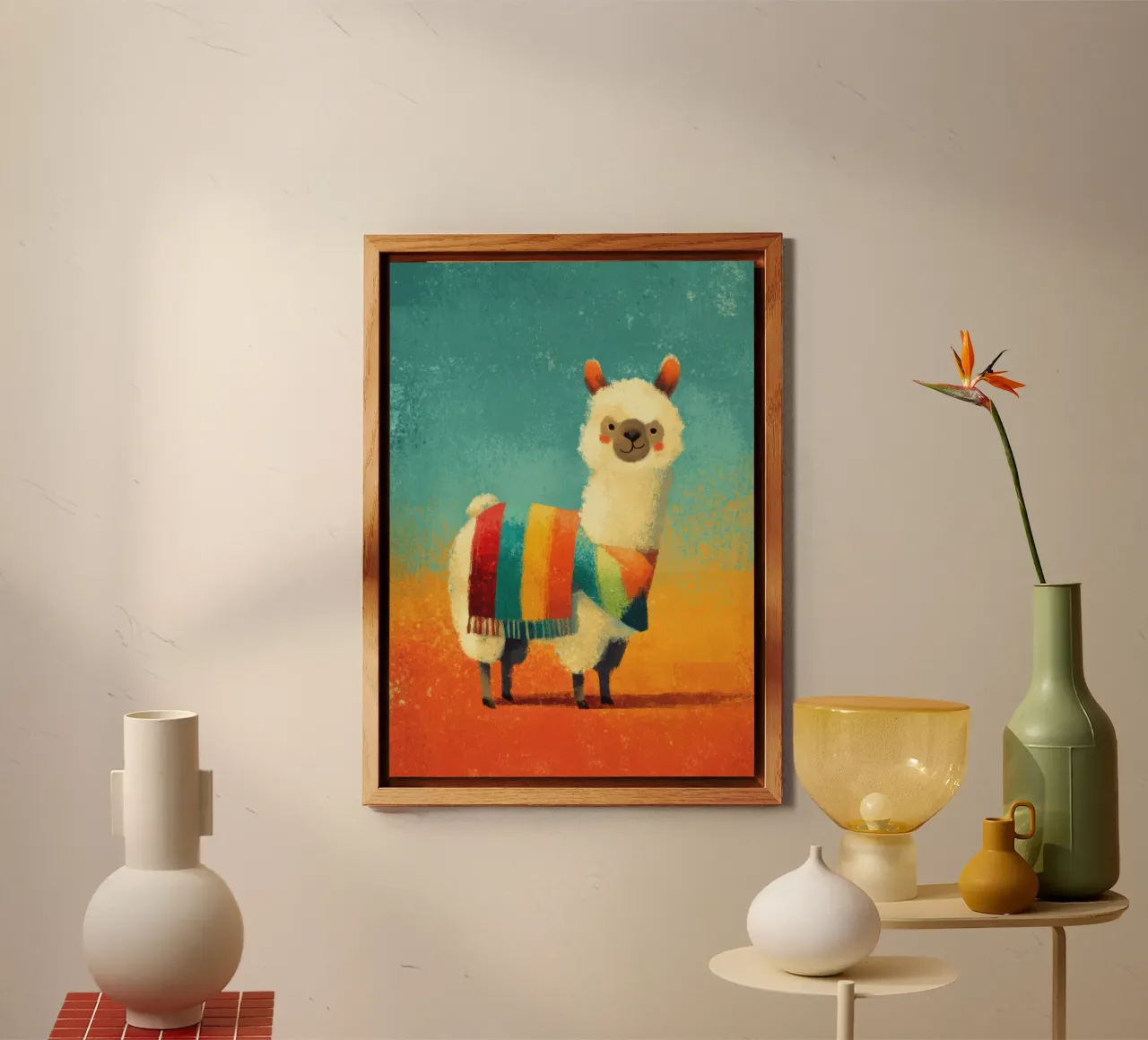 Allegro lama con sciarpa a righe colorate alluminio dibond da Atelier Ballon