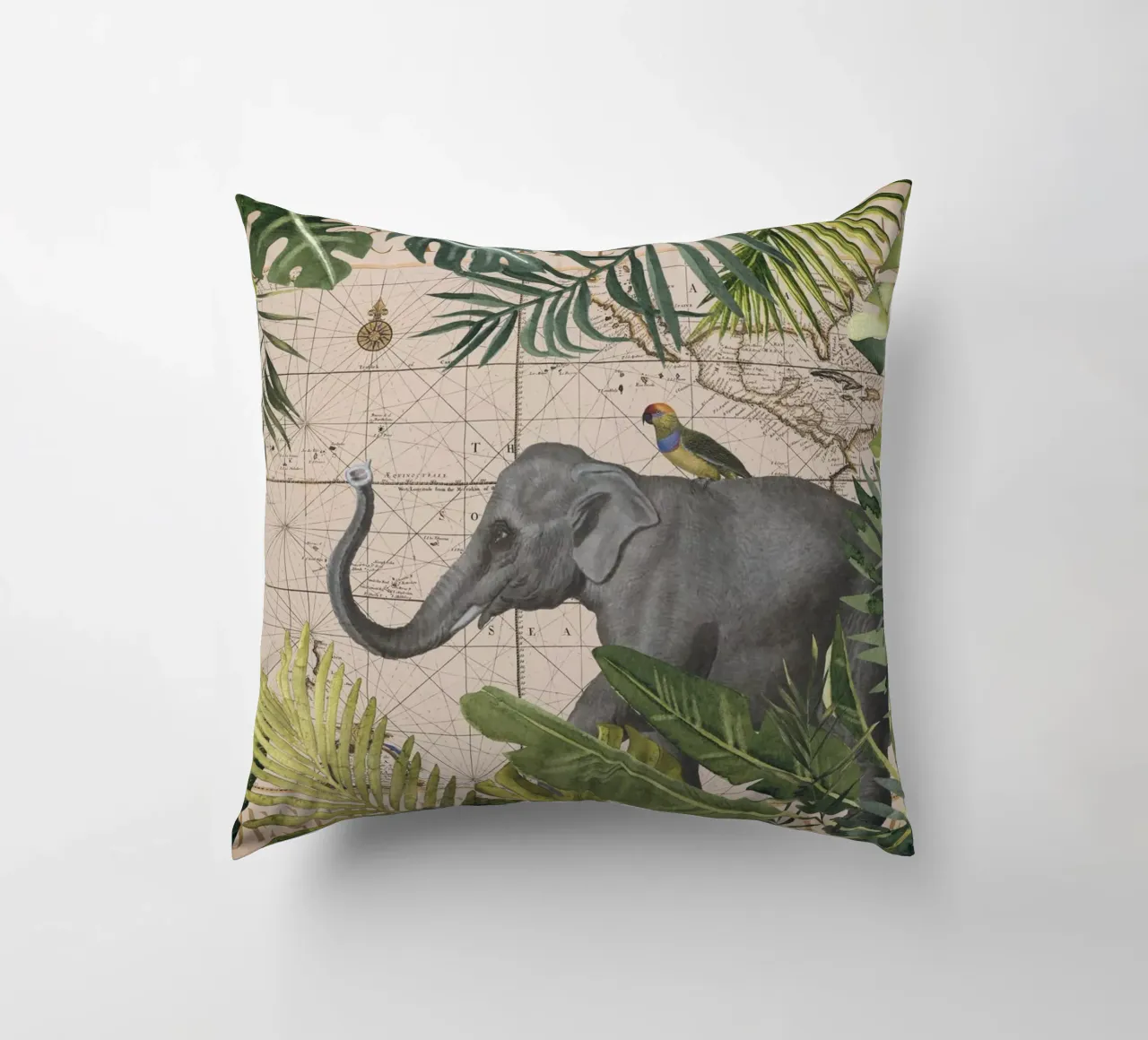 Avventura tropicale con gli elefanti cuscino da Andrea Haase Vintage World