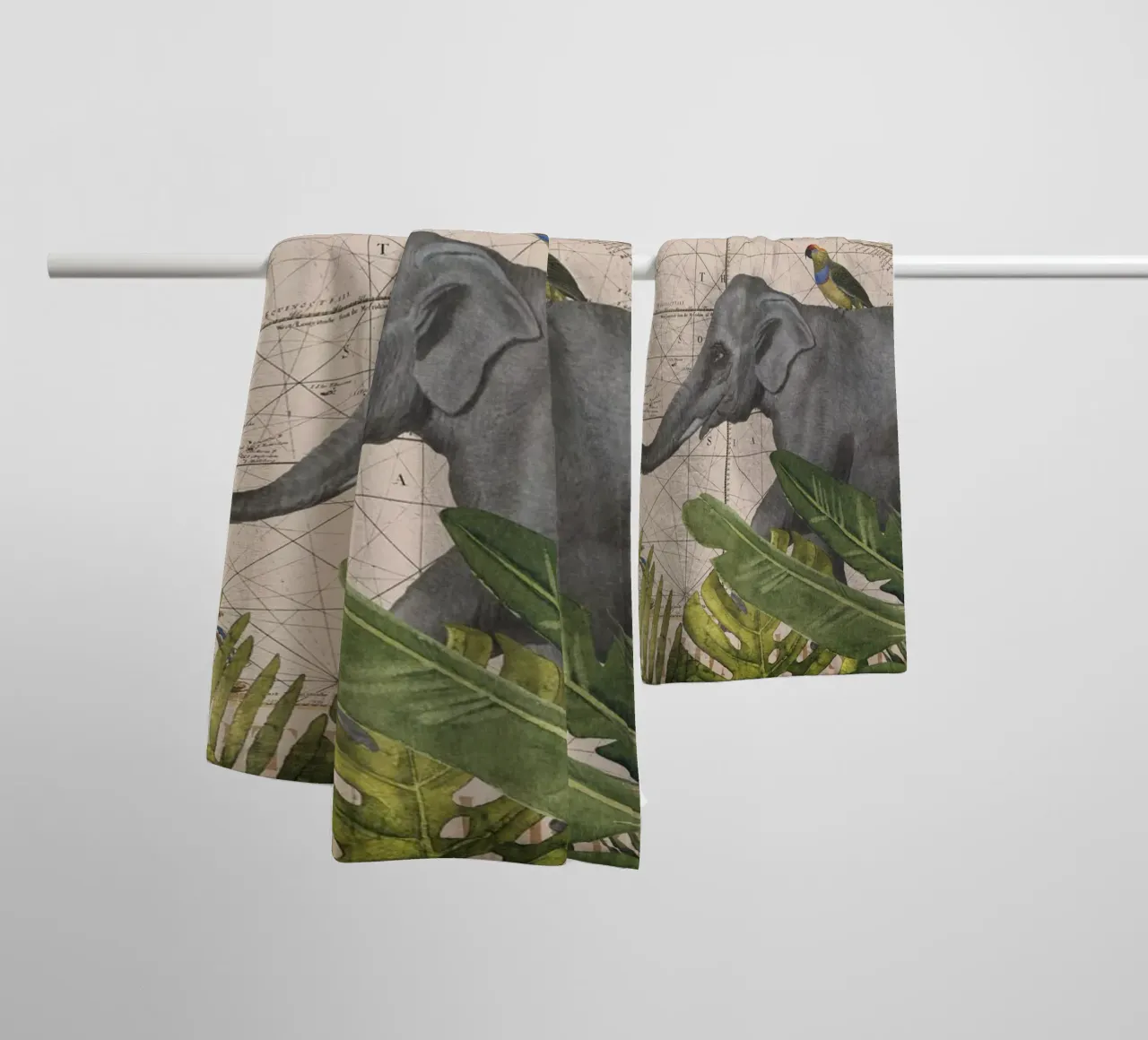 Avventura tropicale con gli elefanti asciugamano da bagno da Andrea Haase Vintage World