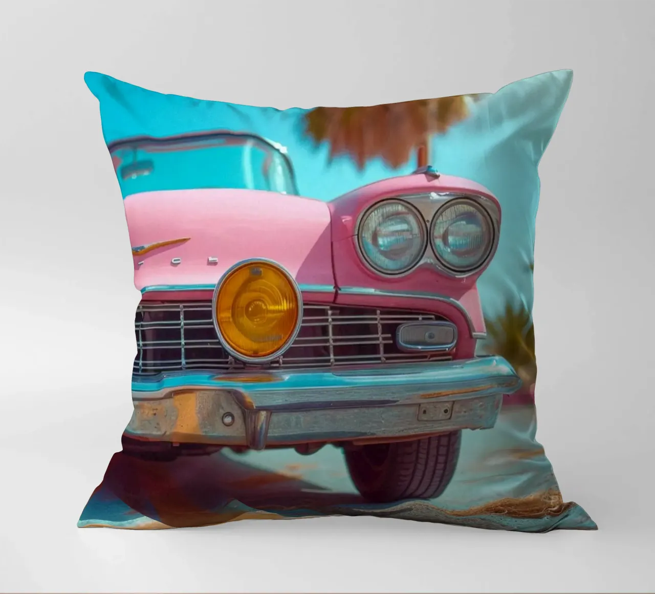 Pink & Palm cuscino da Pink California | Affiches & Posters