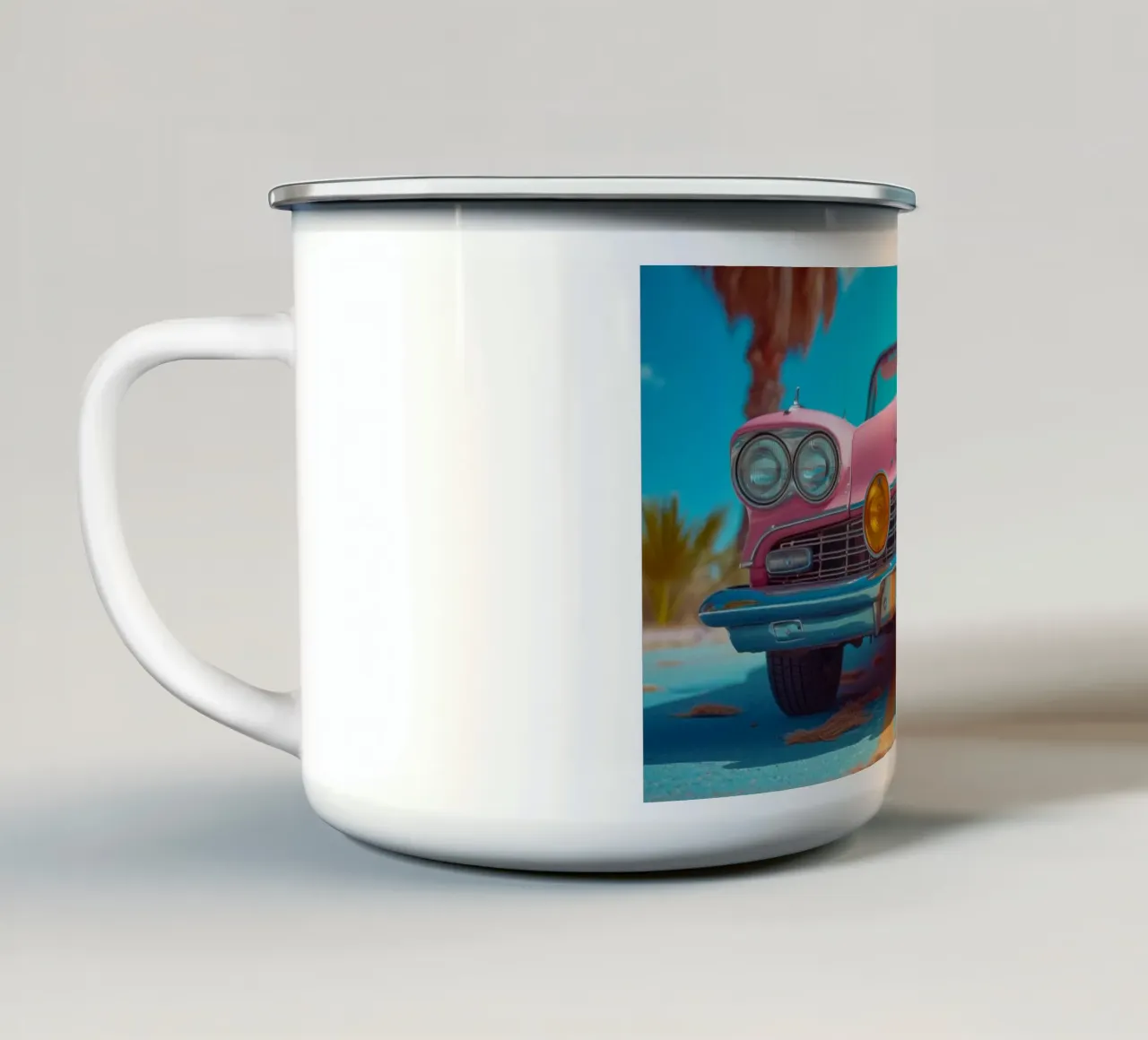 Pink & Palm tazza in smalto da Pink California | Affiches & Posters