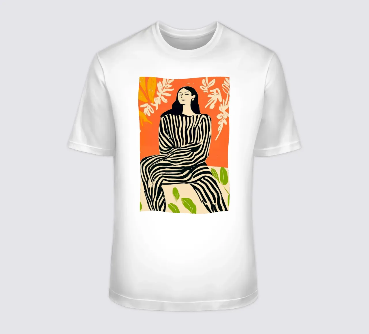 Donna con look a righe t-shirt da Autofocus