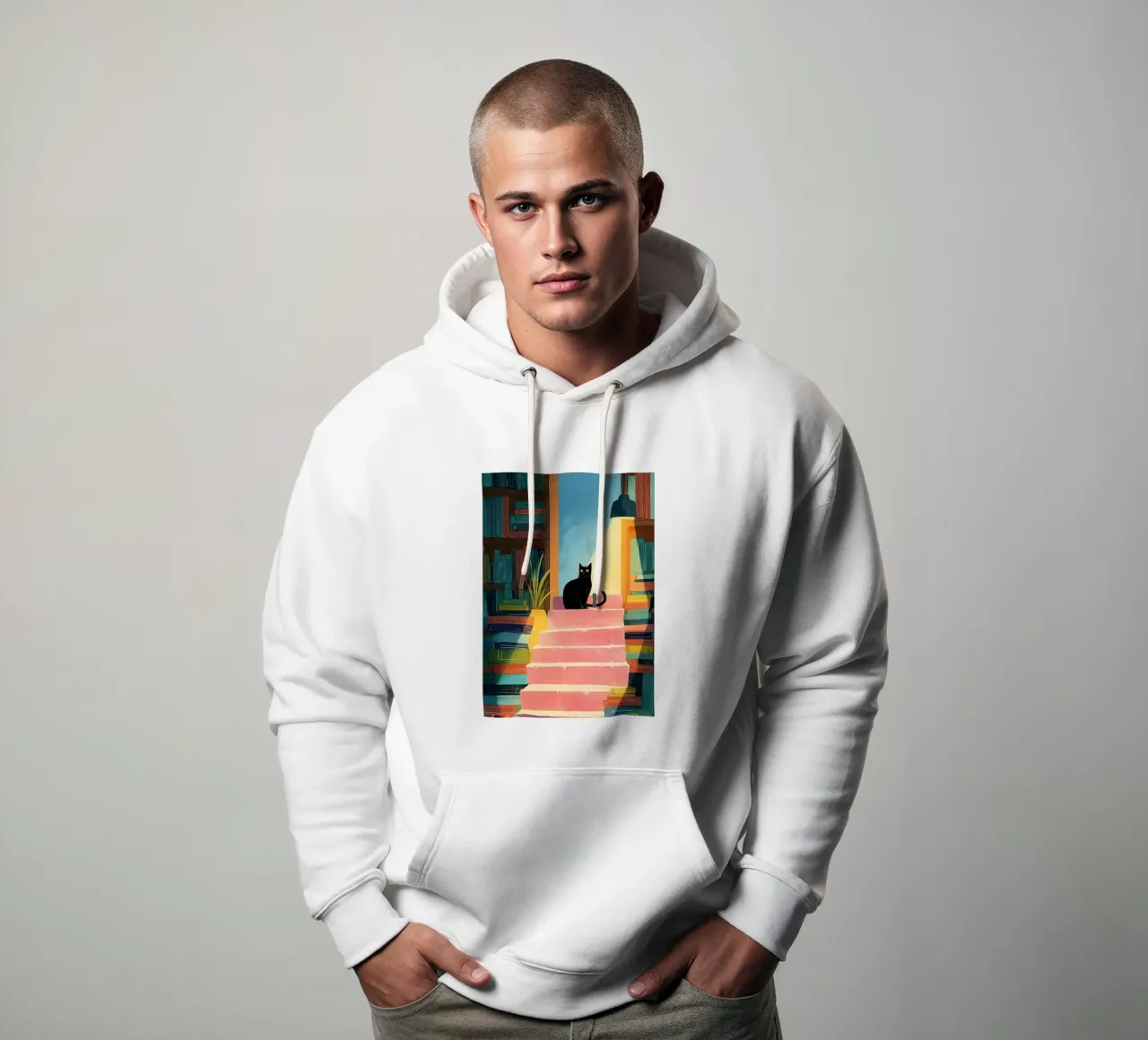 Midnight Library Cat felpa con cappuccio da Kiara