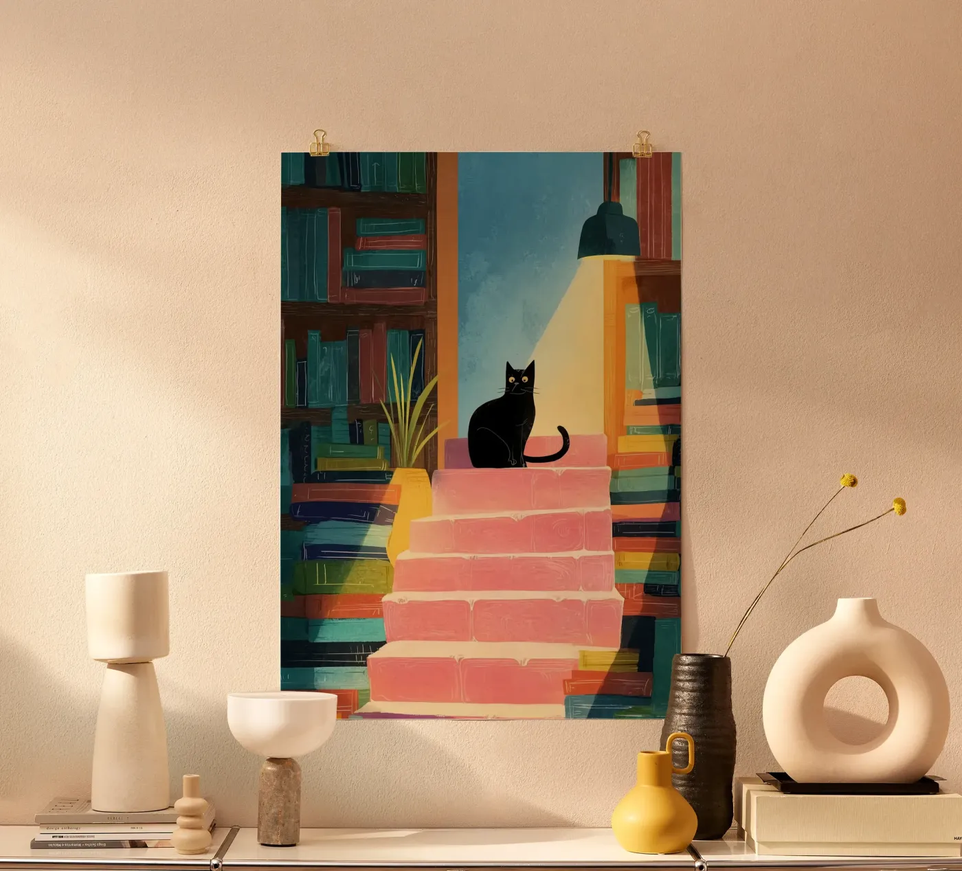 Midnight Library Cat poster by Kiara