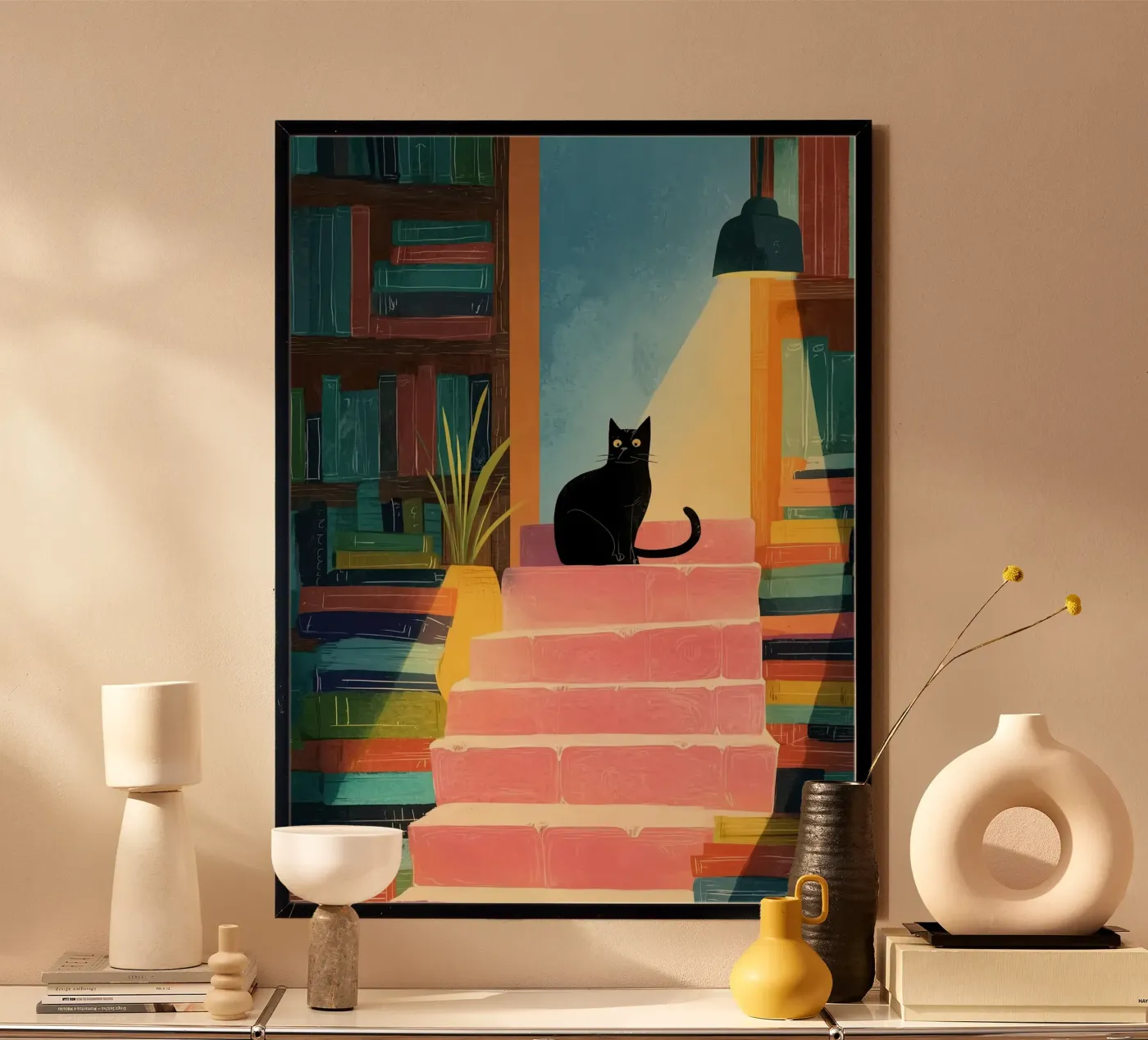 Midnight Library Cat poster by Kiara