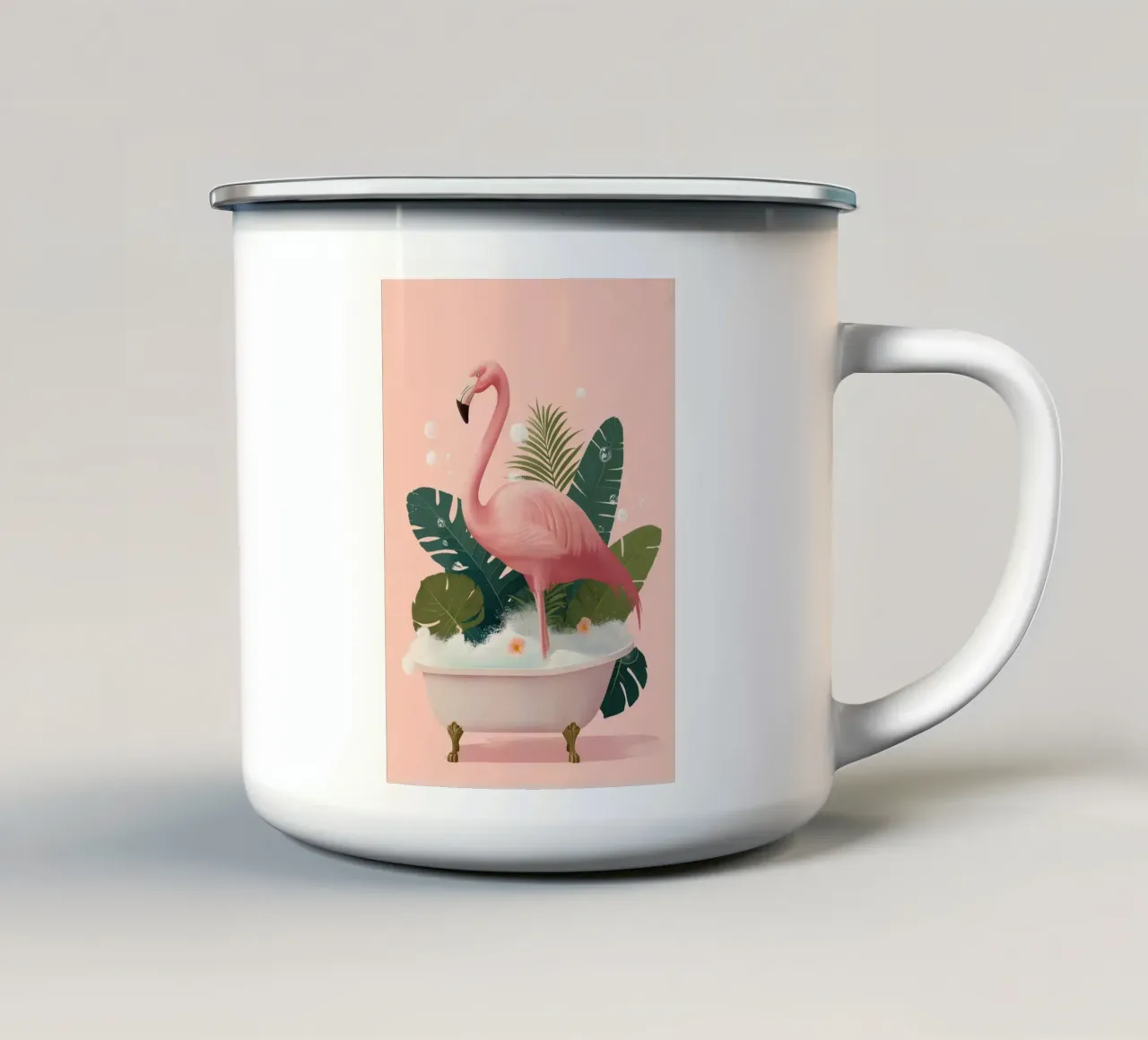 Bubble Bath Flamingo tazza in smalto da Kiara