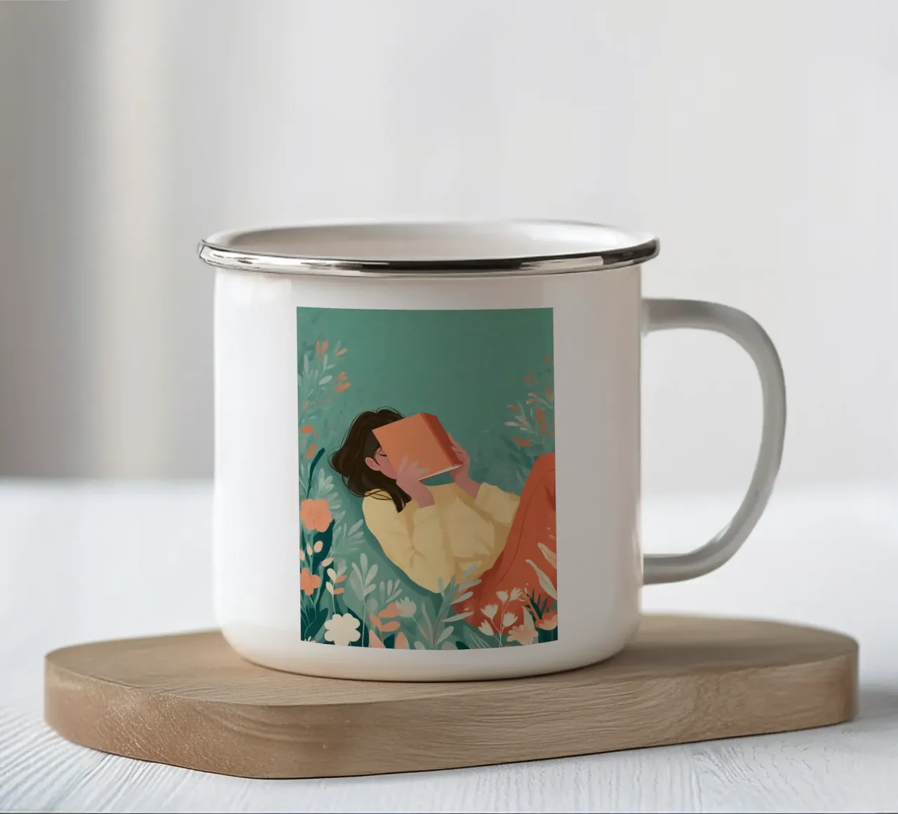 The Book and the Blossoms tazza in smalto da Kiara