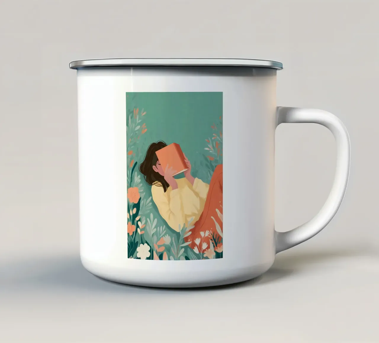 The Book and the Blossoms tazza in smalto da Kiara