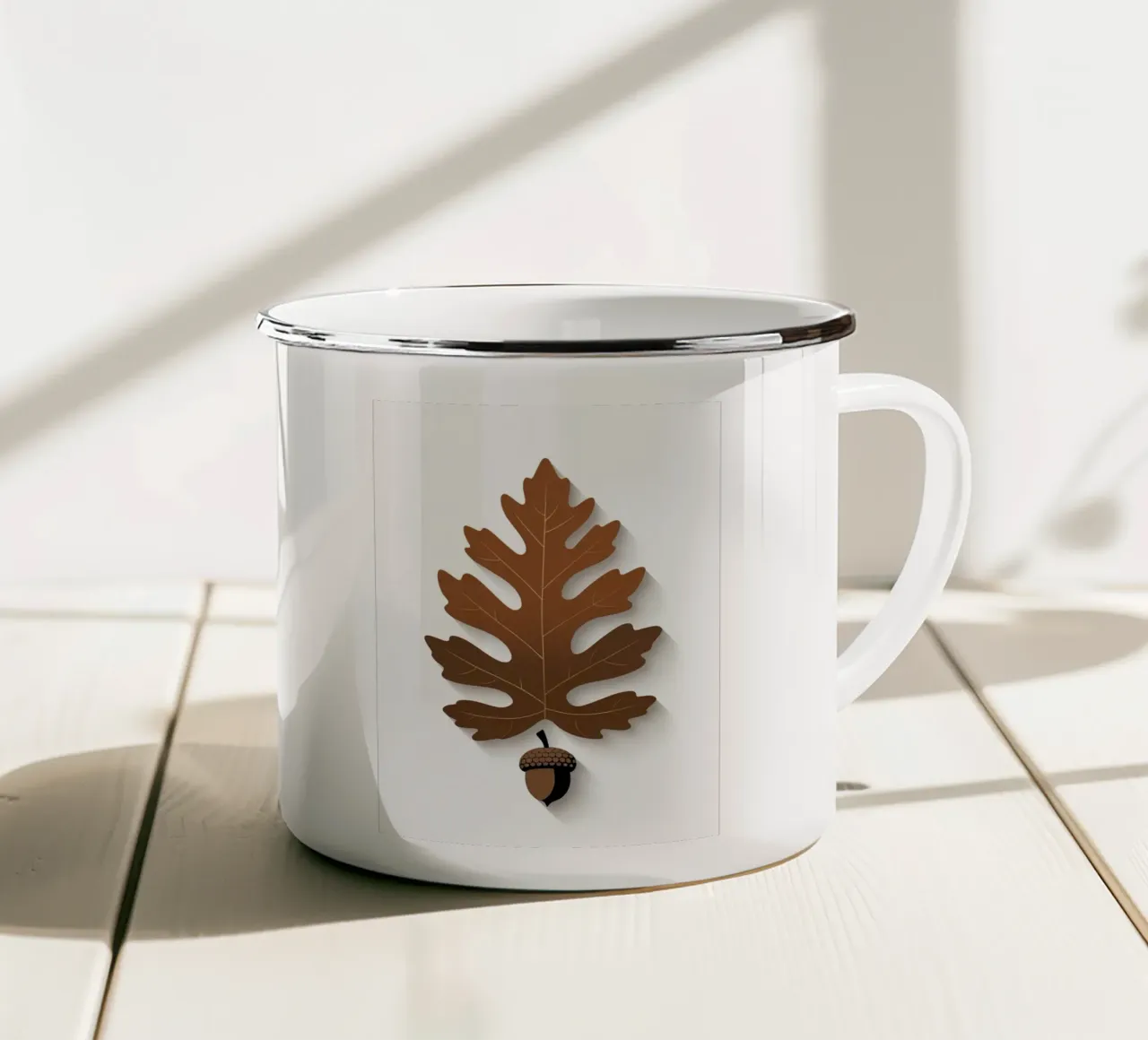 Foglia di quercia con ghianda tazza in smalto da Botanical Gallery