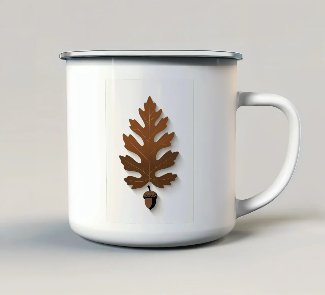 Foglia di quercia con ghianda tazza in smalto da Botanical Gallery