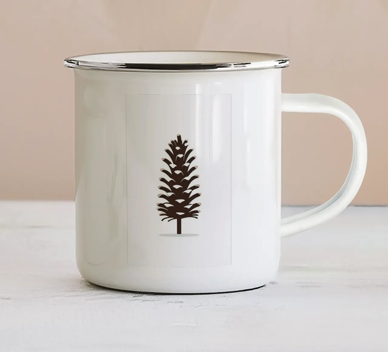 Sagoma di una pigna singola tazza in smalto da Botanical Gallery