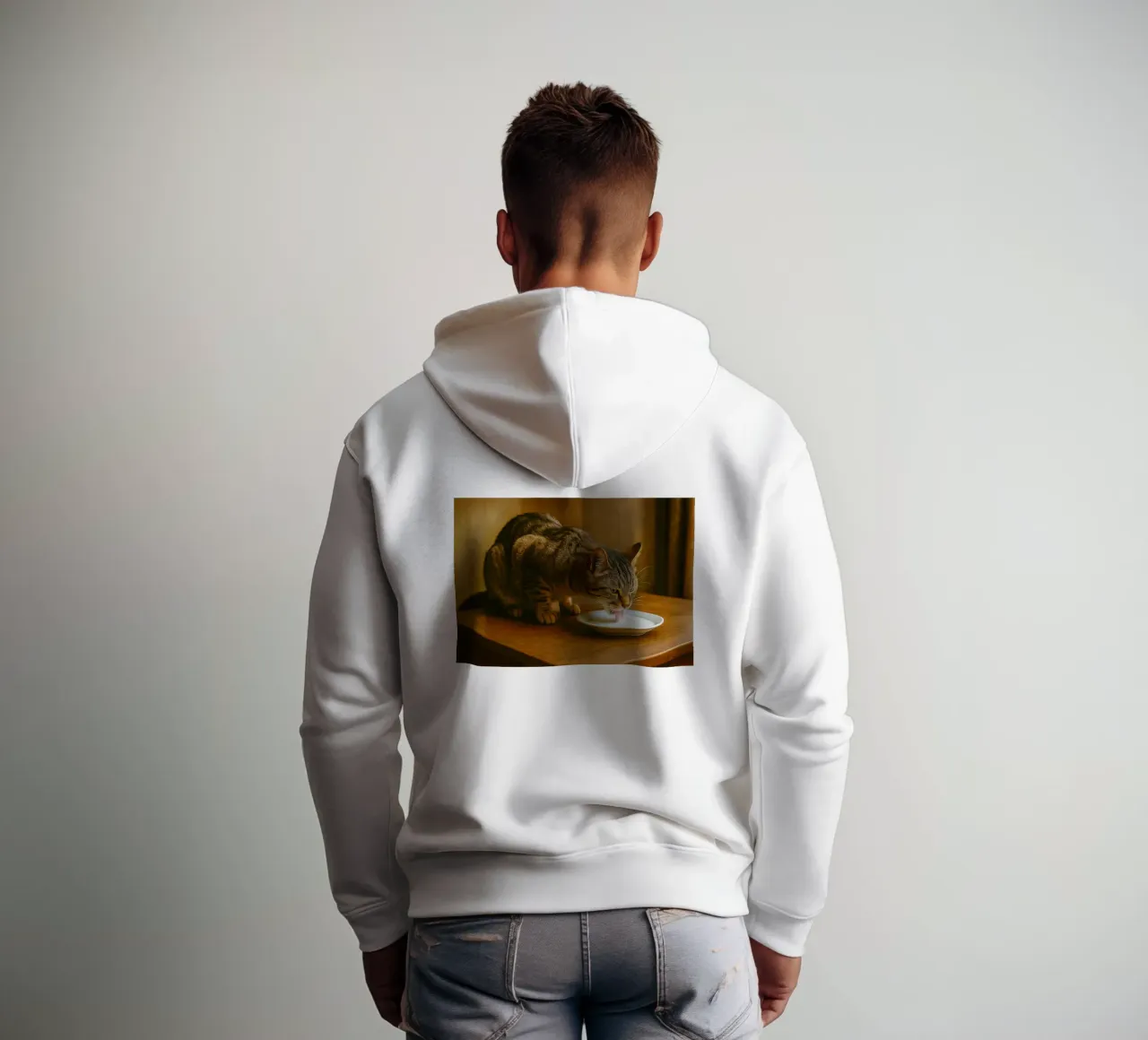 gatto beve latte felpa con cappuccio da tamarind