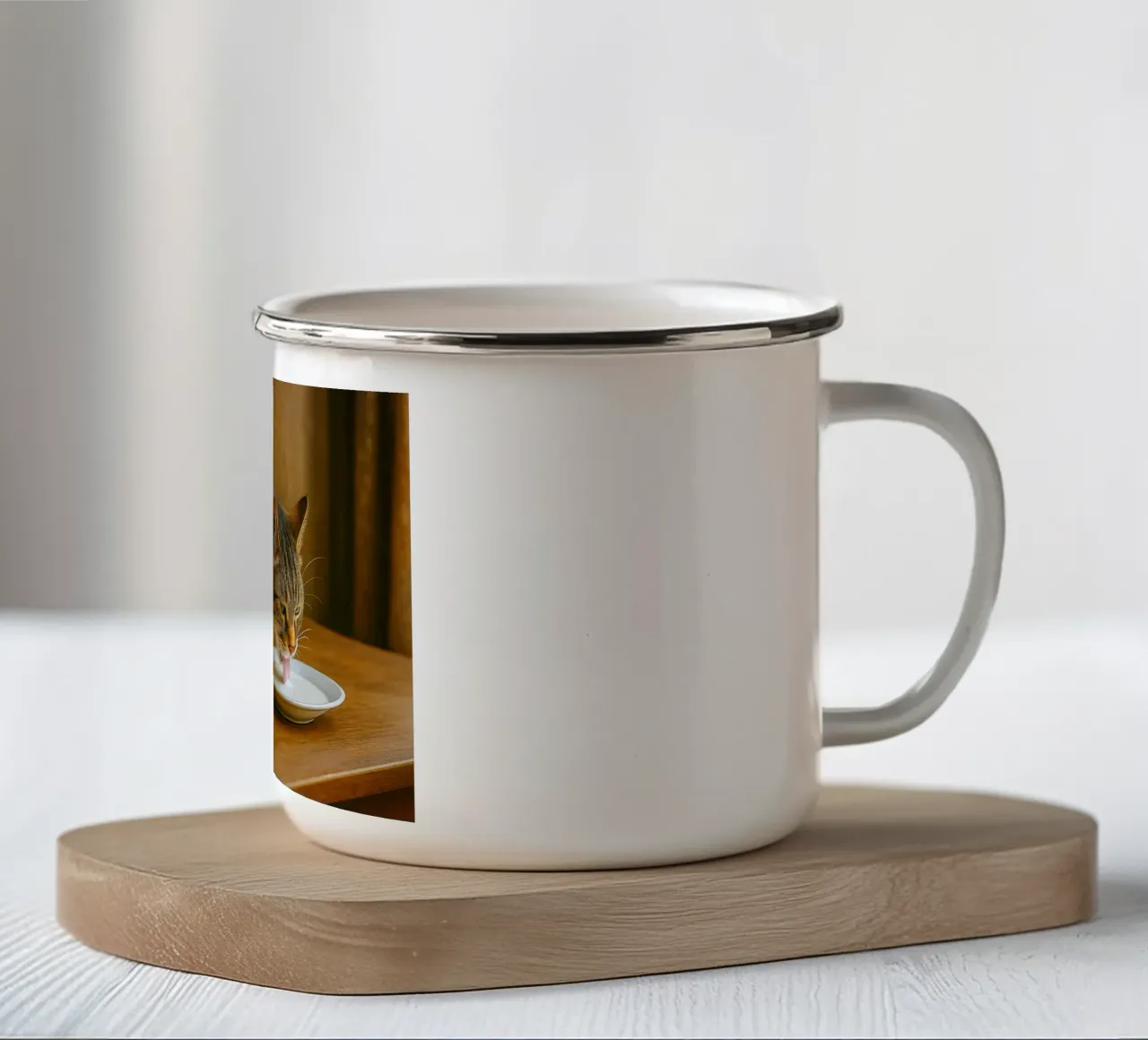 gatto beve latte tazza in smalto da tamarind