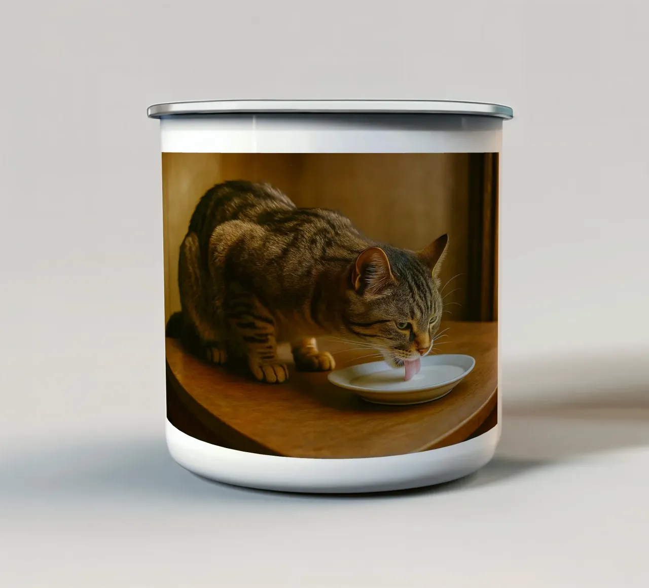 gatto beve latte tazza in smalto da tamarind