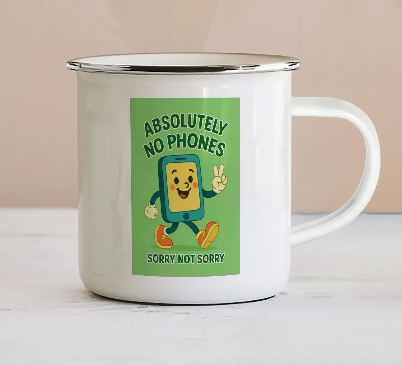 assolutamente nessun telefono tazza in smalto da Plumpz