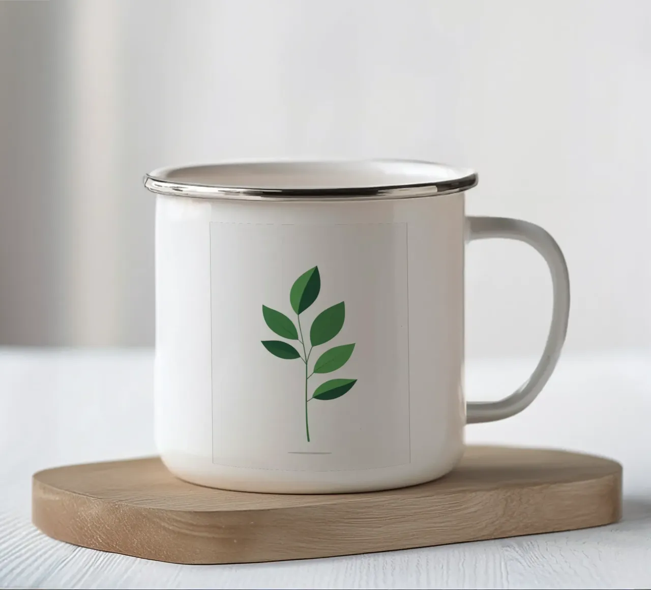Ramo semplice con 3 foglie tazza in smalto da Botanical Gallery