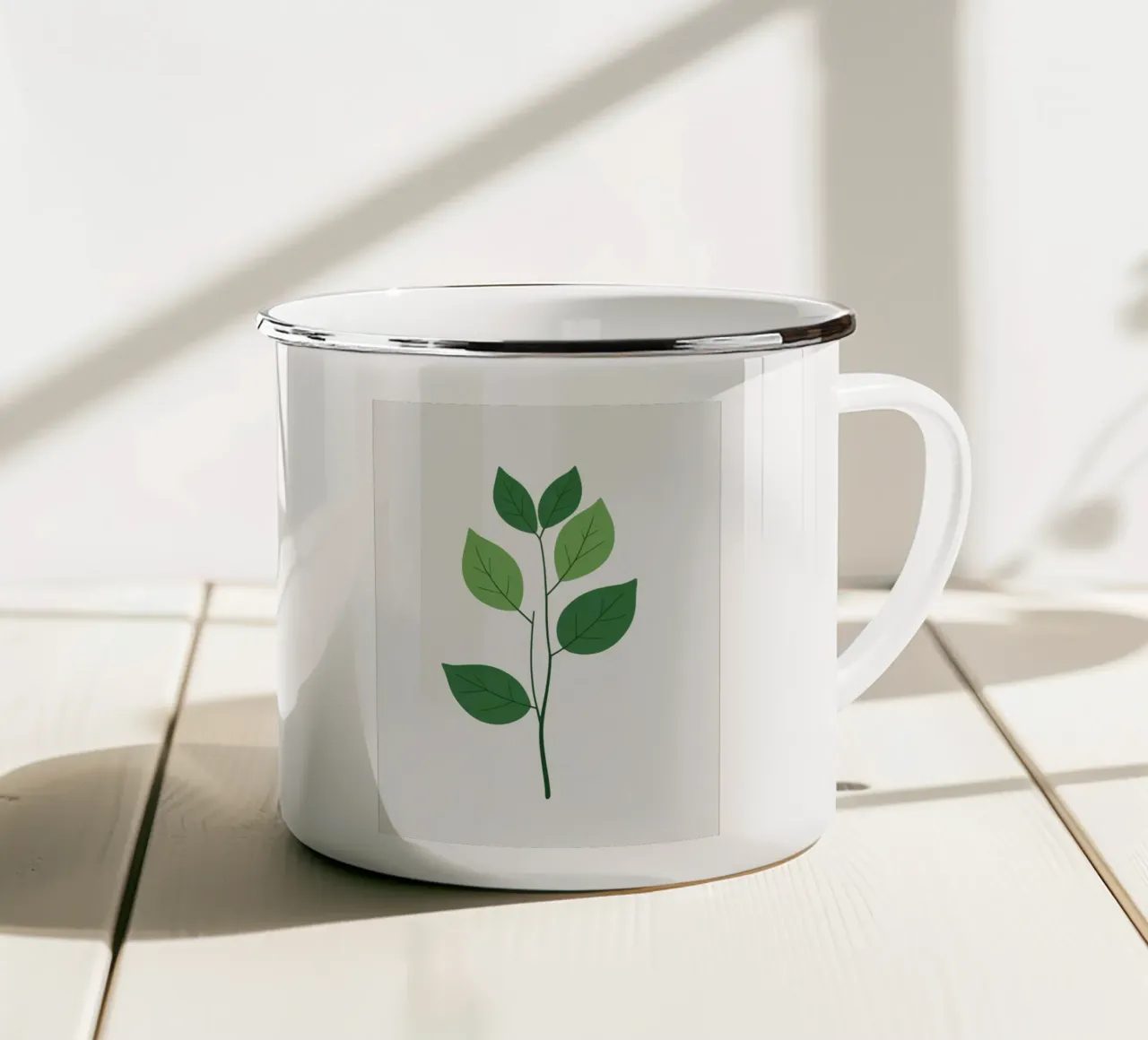 Ramo semplice con 3 foglie tazza in smalto da Botanical Gallery