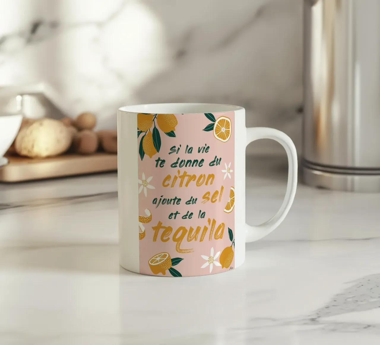 si la vie te donne du citron, ajoute du sel et de la tequila tazza in ceramica da alice