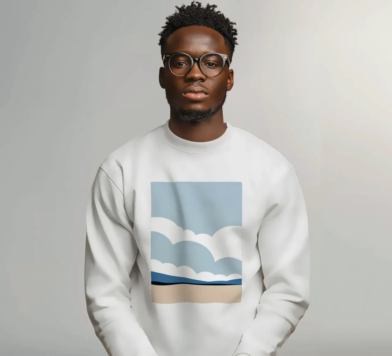 Simple horizontal line dividing composition sweatshirt by LIFESTYLE OBJECTS