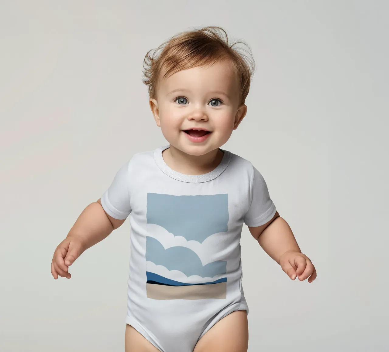 Semplice linea orizzontale che divide la composizione body neonato maniche corte da LIFESTYLE OBJECTS