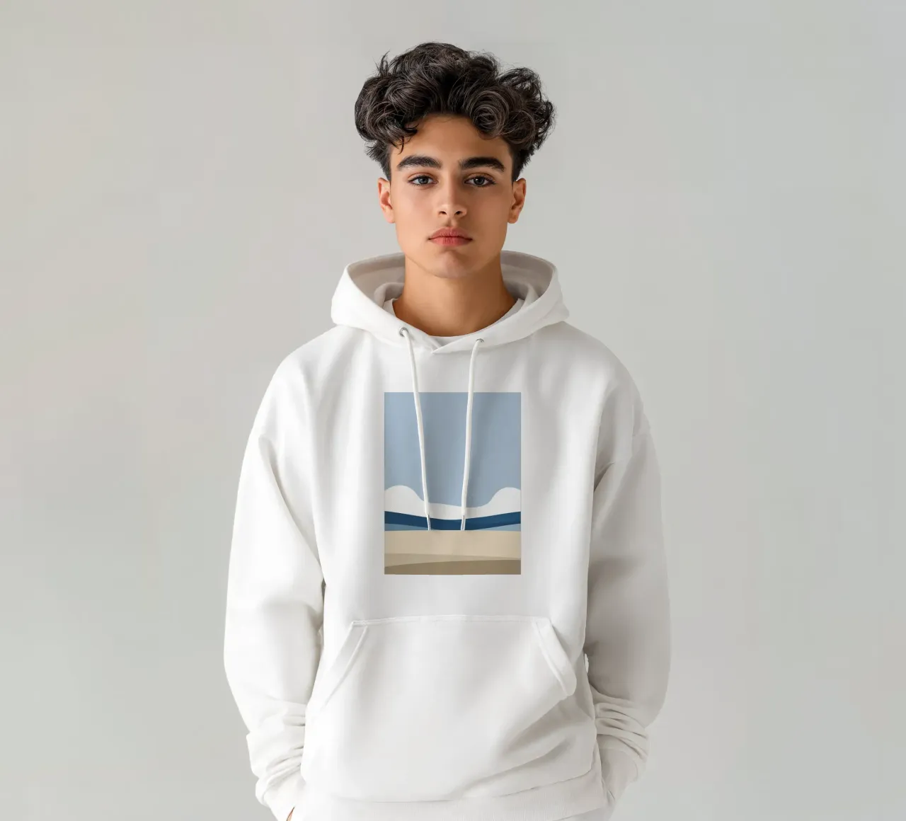 Composición dividida por una simple línea horizontal sudadera con capucha de LIFESTYLE OBJECTS
