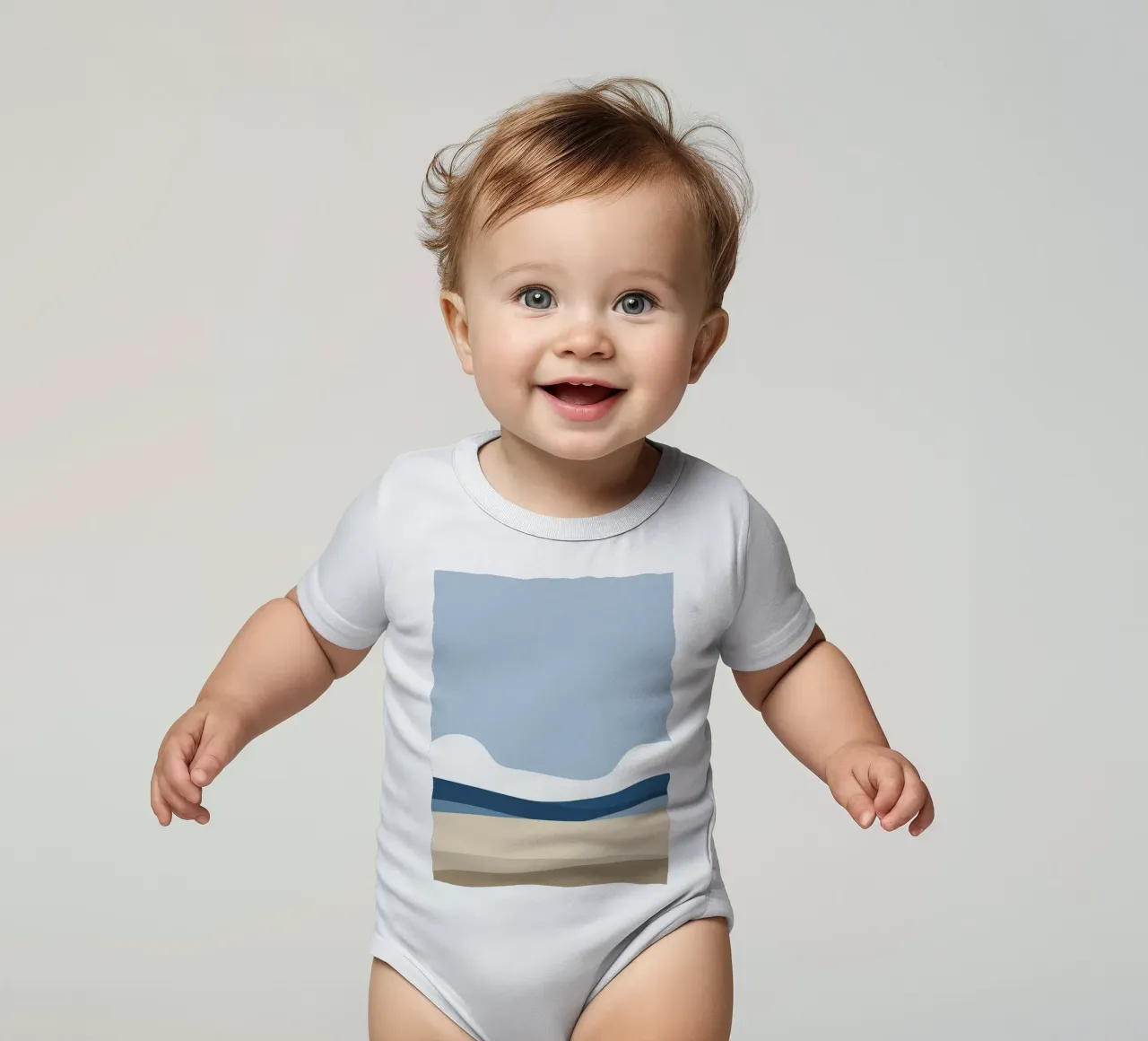 Semplice linea orizzontale che divide la composizione body neonato maniche corte da LIFESTYLE OBJECTS