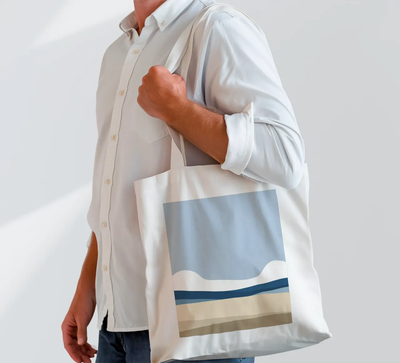 Semplice linea orizzontale che divide la composizione borsa in juta da LIFESTYLE OBJECTS
