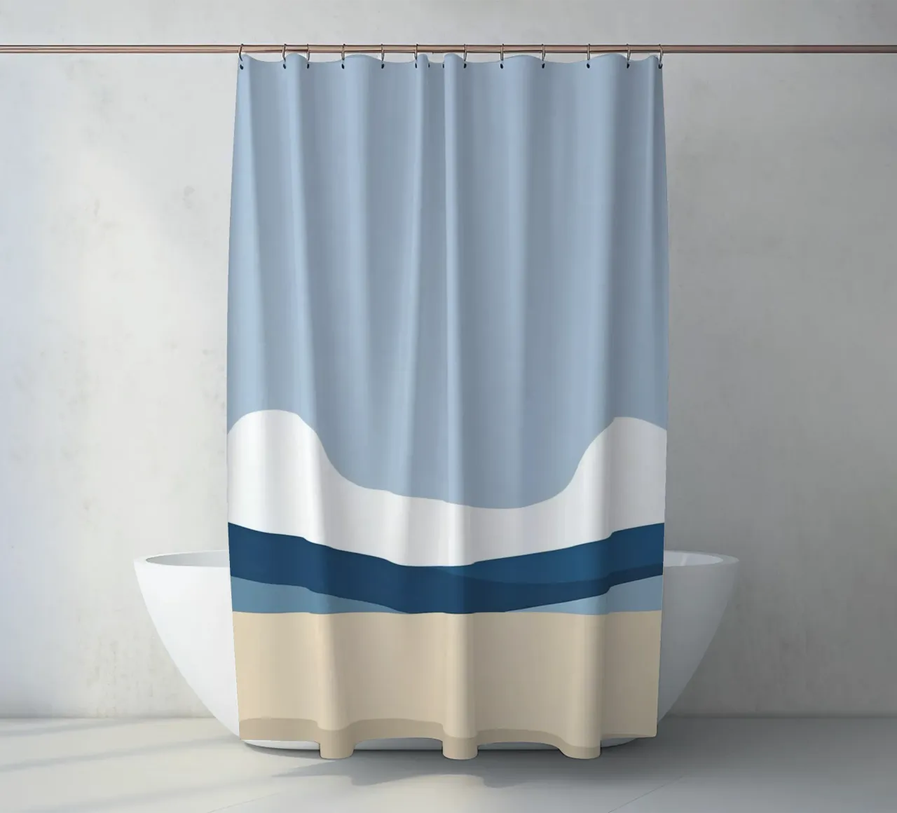 Semplice linea orizzontale che divide la composizione tenda da doccia da LIFESTYLE OBJECTS