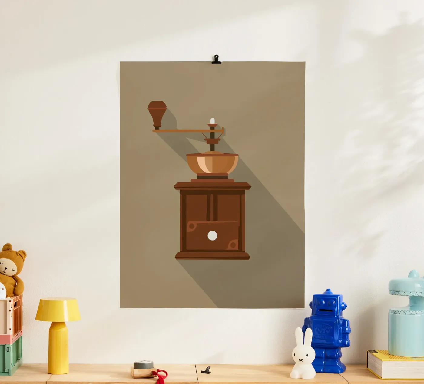 antique hand grinder poster flat design poster by LIFESTYLE OBJECTS