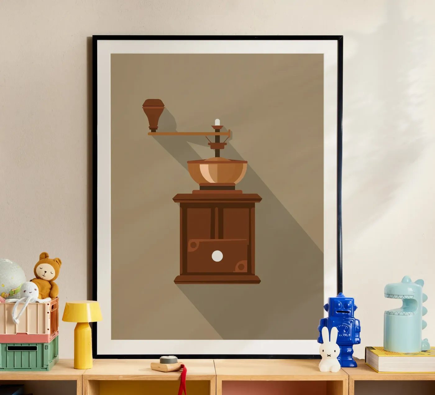 antique hand grinder poster flat design poster by LIFESTYLE OBJECTS