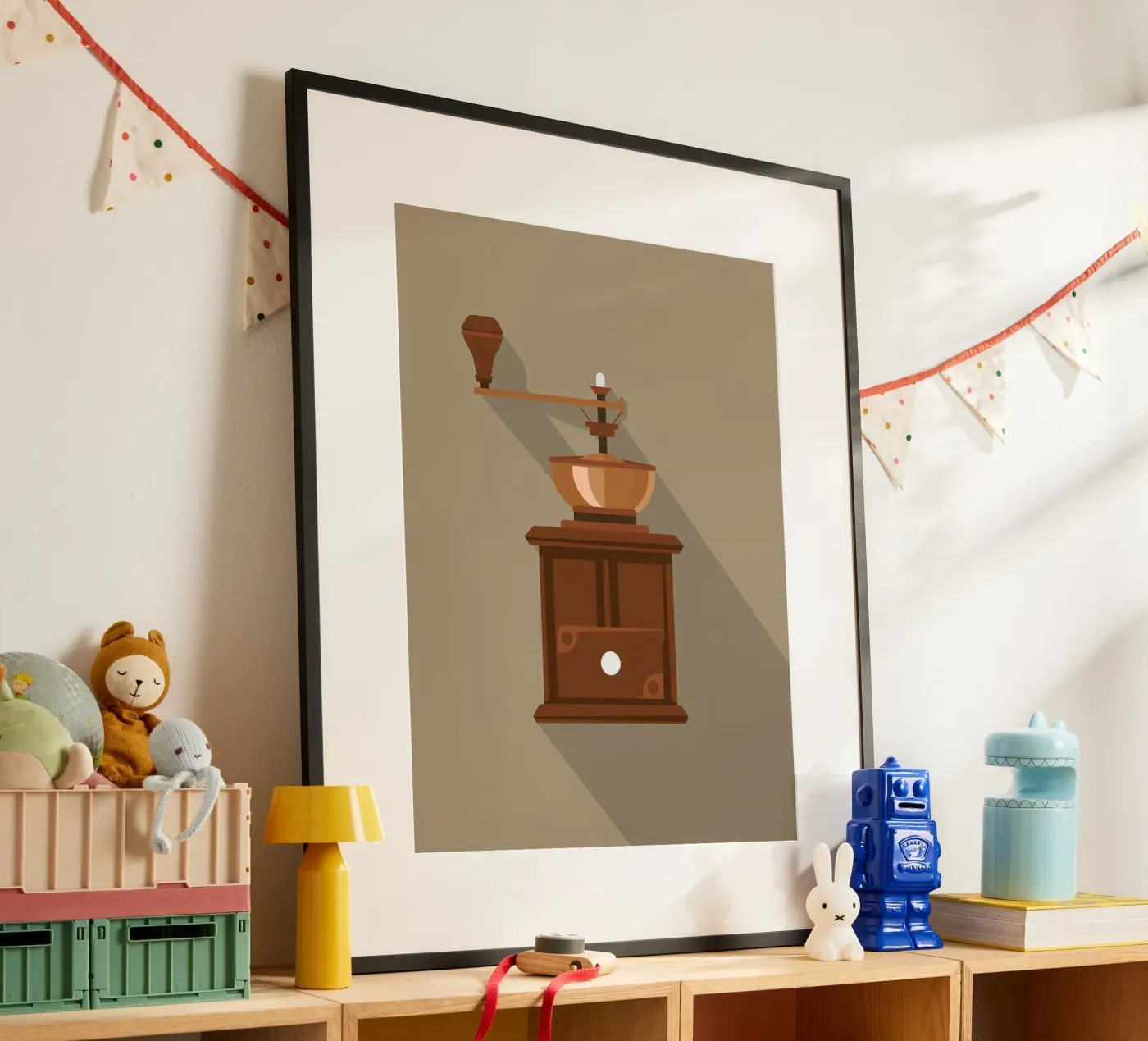 antique hand grinder poster flat design poster by LIFESTYLE OBJECTS