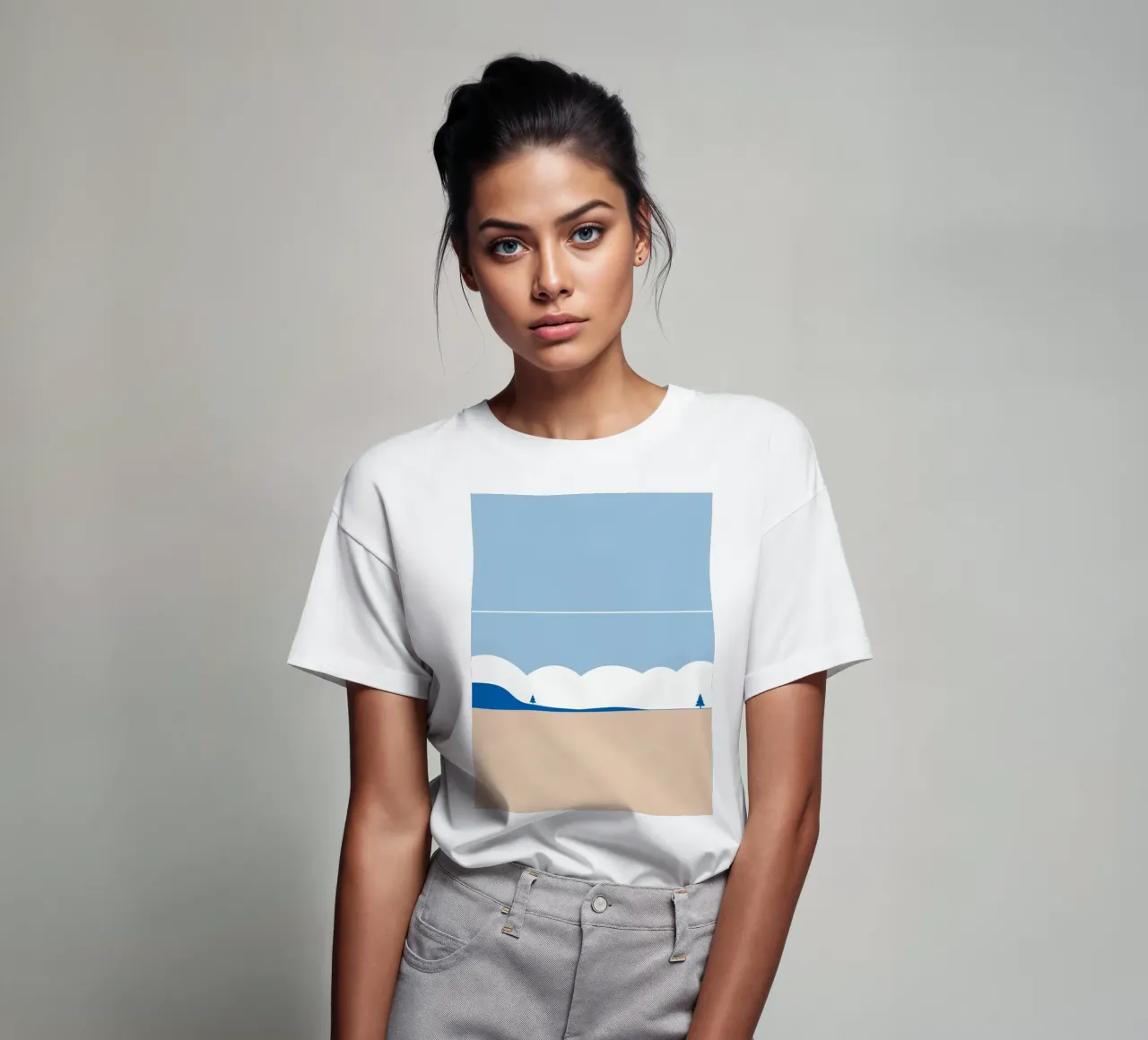 Simple horizontal line dividing composition t-shirt by LIFESTYLE OBJECTS