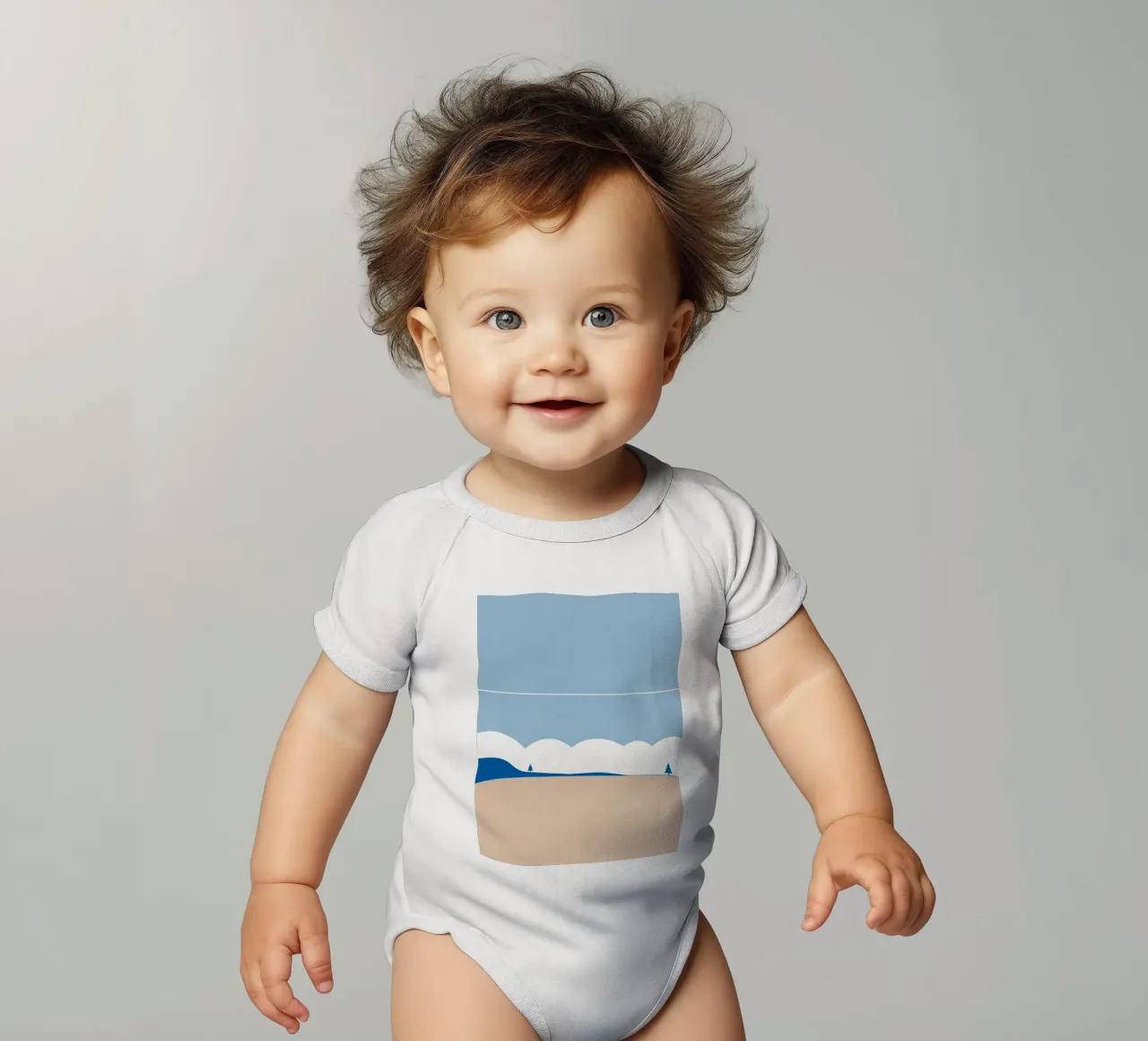 Semplice linea orizzontale che divide la composizione body neonato maniche corte da LIFESTYLE OBJECTS