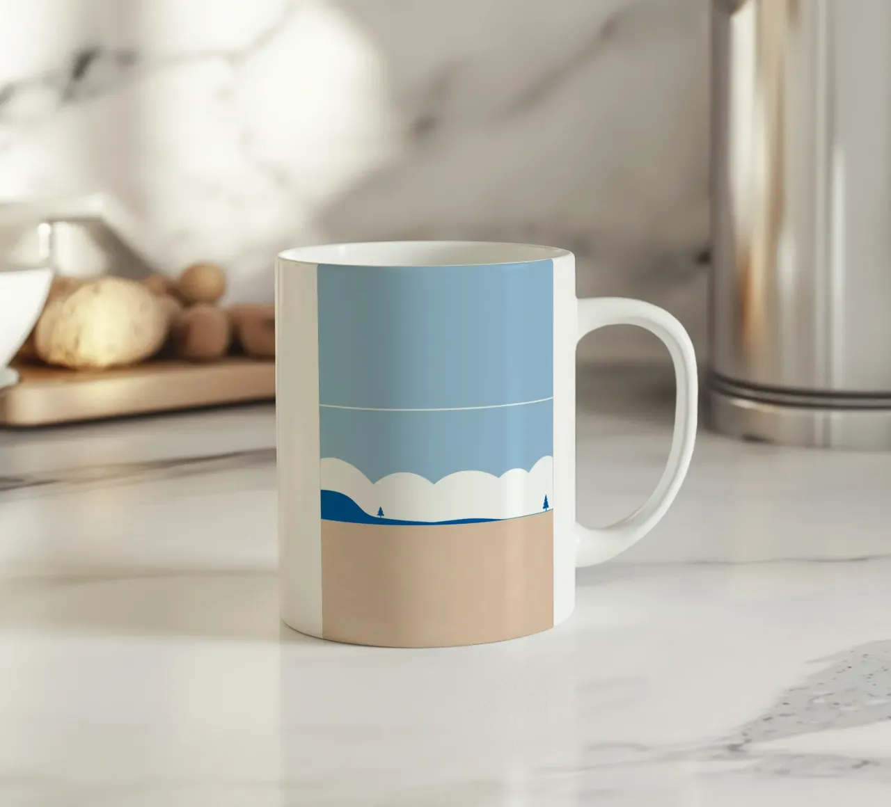 Semplice linea orizzontale che divide la composizione tazza in ceramica da LIFESTYLE OBJECTS