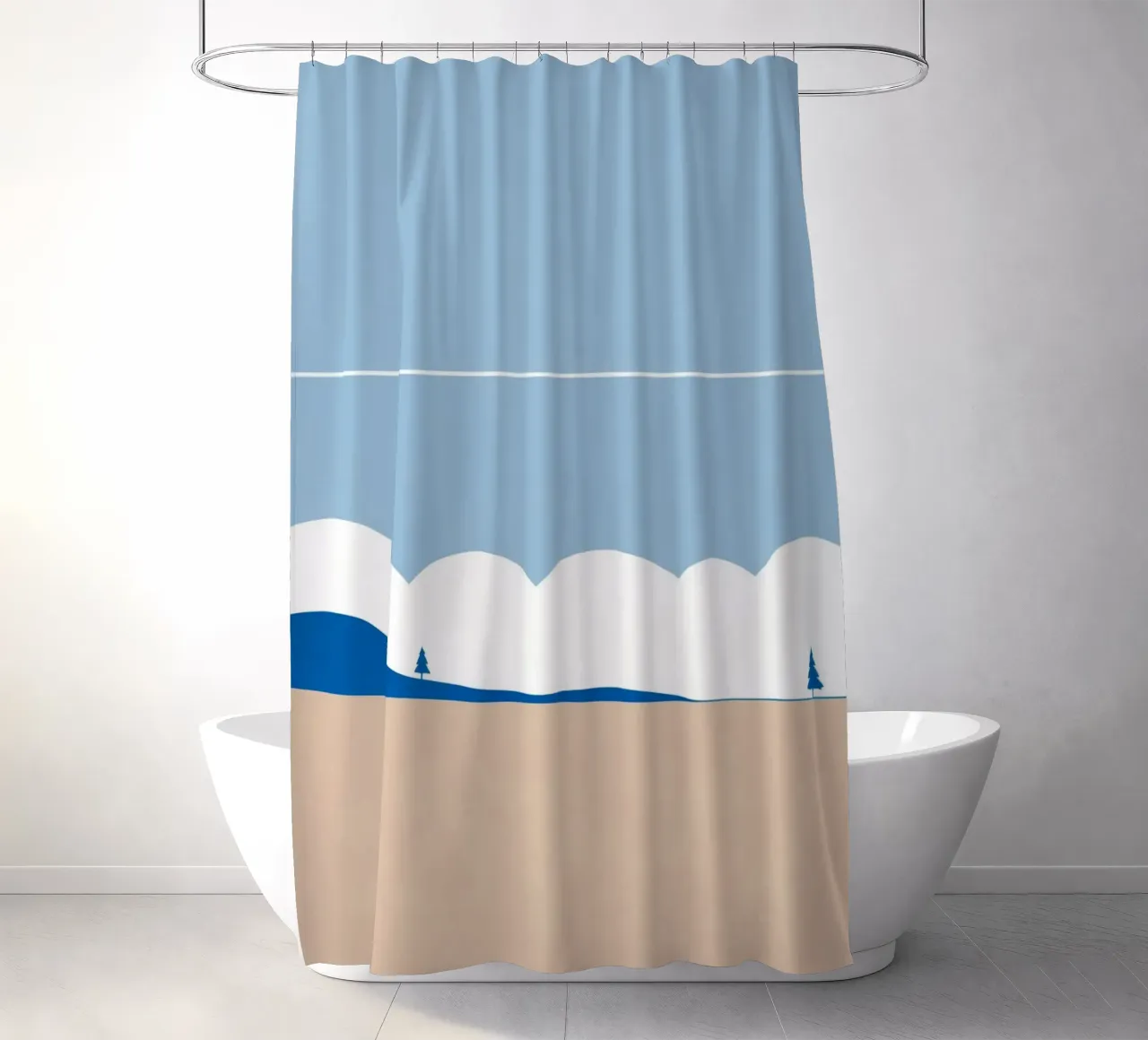 Semplice linea orizzontale che divide la composizione tenda da doccia da LIFESTYLE OBJECTS