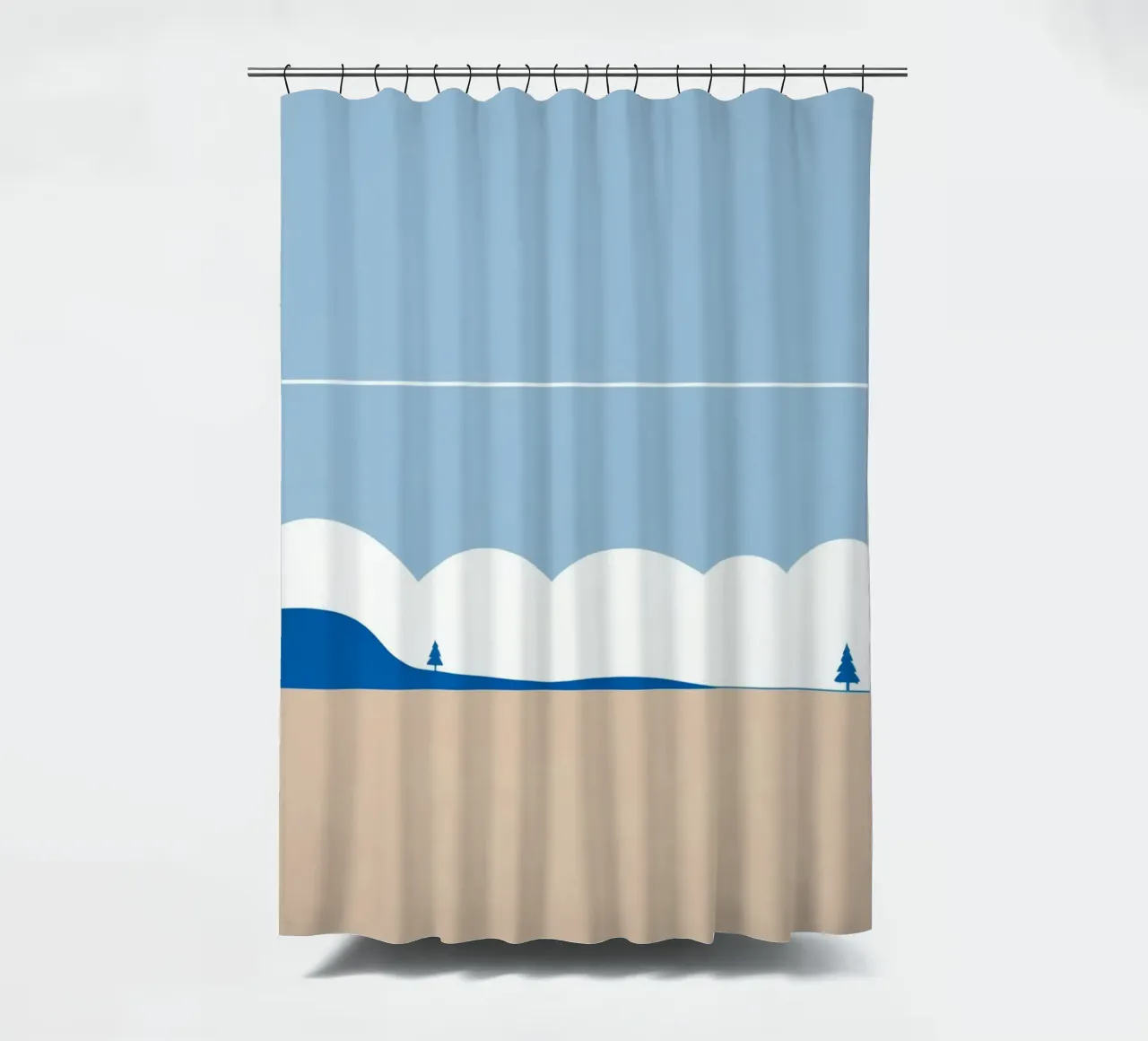 Semplice linea orizzontale che divide la composizione tenda da doccia da LIFESTYLE OBJECTS