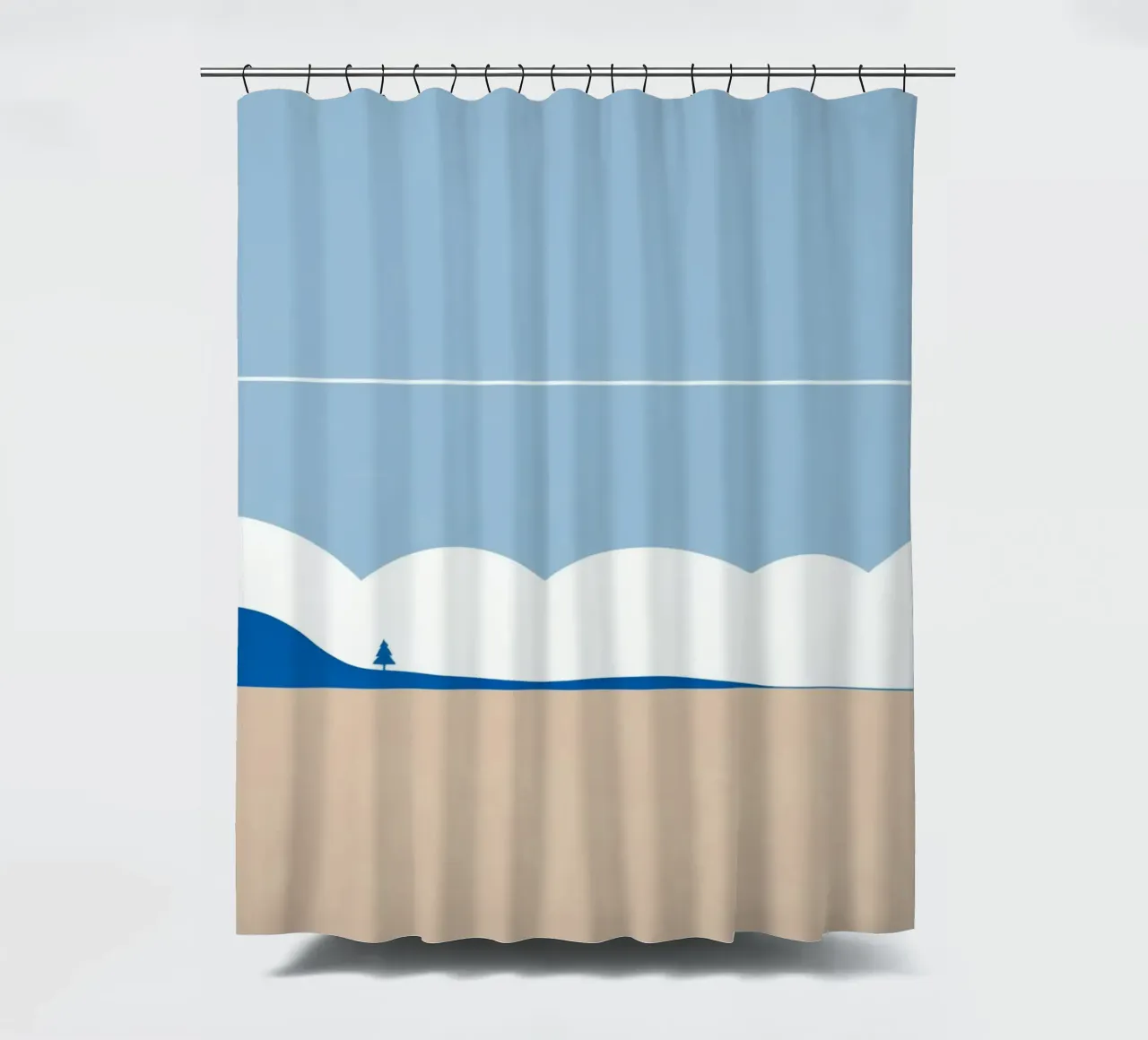 Semplice linea orizzontale che divide la composizione tenda da doccia da LIFESTYLE OBJECTS